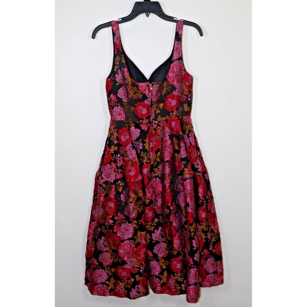 Jill Stuart Dress Small Purple Floral‎ Jacquard Sleeveless Formal Pockets